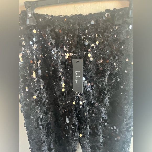 Lulus Womens Black Sequin High Rise Trouser XS NWT Glam Night Out Date Night - Picture 4 of 5